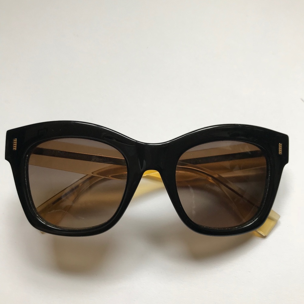 Fendi Black and Yellow Retro Sunglasses